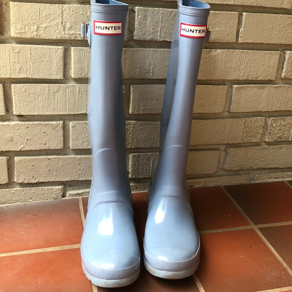 Baby blue Hunter rain boots
